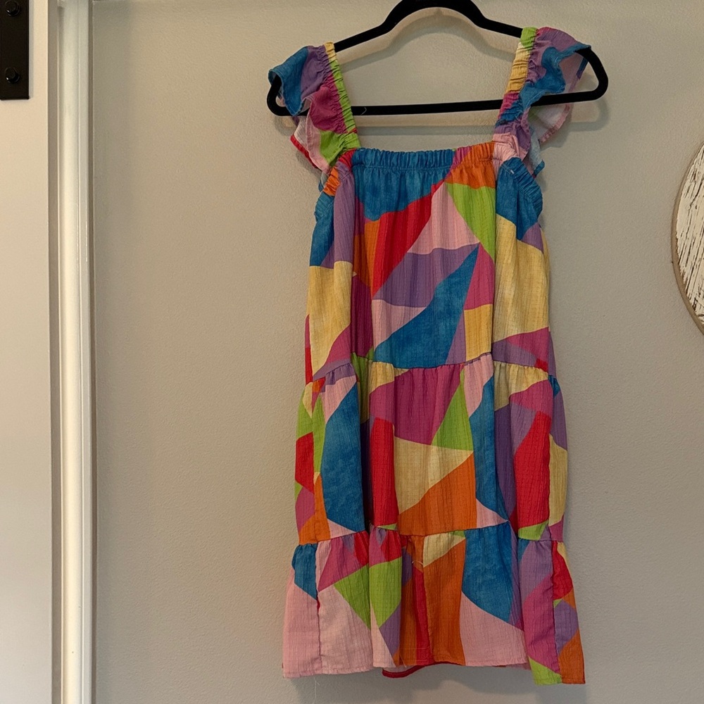 Peach Love California Vibrant Patchwork Kids Dress